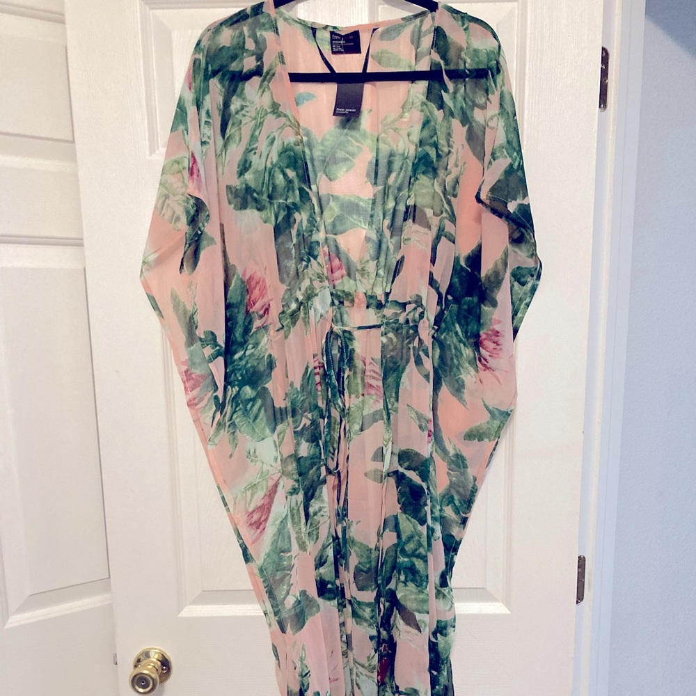 Pink Floral Sheer Kimono